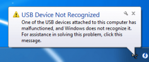 The last usb device you connected to this computer malfunctioned что делать